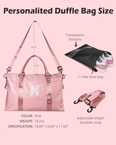 Graduation Gifts for Girls, Initial Travel Duffel Bag, Sports Bag, Personalized Weekender Bag,Monogram Overnight Bag Gift for Grandmother,Birthday Gifts Personalized Gifts (Letter M)