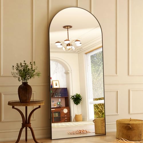 HARRITPURE 64"x21" Arched Full Length Mirror Free Standing Leaning Mirror Hanging Mounted Mirror Aluminum Frame Modern Simple Home Decor for Living Room Bedroom Cloakroom, Gold