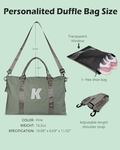 Graduation Gifts for Girls, Initial Travel Duffel Bag, Sports Bag, Personalized Weekender Bag,Monogram Overnight Bag Gift for Grandmother,Birthday Gifts Personalized Gifts (Letter M)