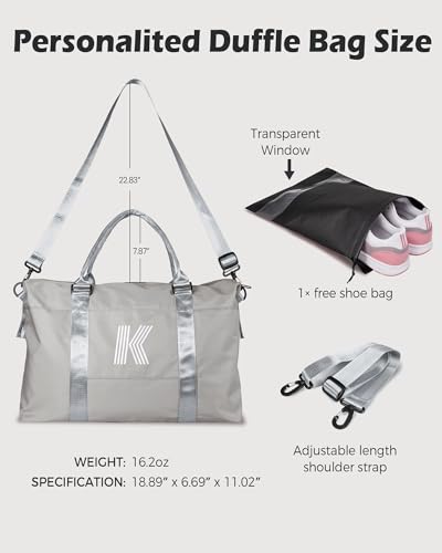 Graduation Gifts for Girls, Initial Travel Duffel Bag, Sports Bag, Personalized Weekender Bag,Monogram Overnight Bag Gift for Grandmother,Birthday Gifts Personalized Gifts (Letter M)
