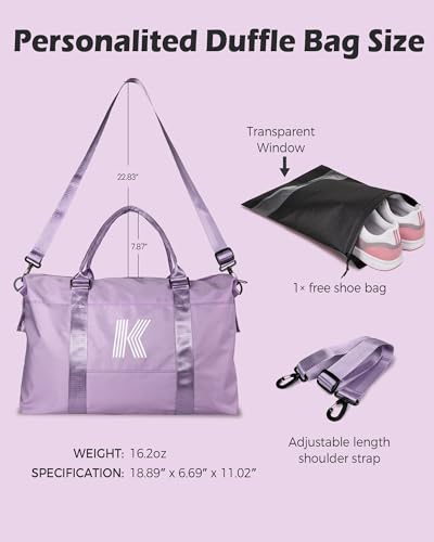 Graduation Gifts for Girls, Initial Travel Duffel Bag, Sports Bag, Personalized Weekender Bag,Monogram Overnight Bag Gift for Grandmother,Birthday Gifts Personalized Gifts (Letter M)