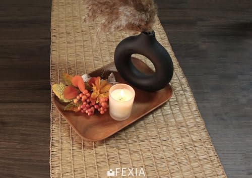 FEXIA Thanksgiving Table Runner for Home Decor with Tassels 72 Inches Long Farmhouse Rustic Boho Table Runner Macrame Burlap Fall Table Decoration for Living Room Bridal Shower(12x72 Inches)