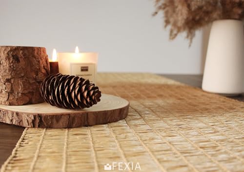 FEXIA Thanksgiving Table Runner for Home Decor with Tassels 72 Inches Long Farmhouse Rustic Boho Table Runner Macrame Burlap Fall Table Decoration for Living Room Bridal Shower(12x72 Inches)