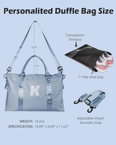 Graduation Gifts for Girls, Initial Travel Duffel Bag, Sports Bag, Personalized Weekender Bag,Monogram Overnight Bag Gift for Grandmother,Birthday Gifts Personalized Gifts (Letter M)