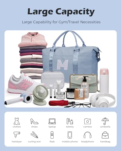 Graduation Gifts for Girls, Initial Travel Duffel Bag, Sports Bag, Personalized Weekender Bag,Monogram Overnight Bag Gift for Grandmother,Birthday Gifts Personalized Gifts (Letter M)