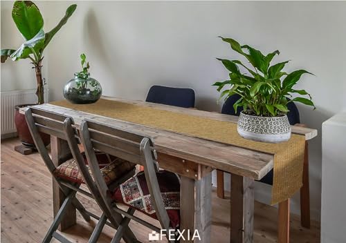 FEXIA Thanksgiving Table Runner for Home Decor with Tassels 72 Inches Long Farmhouse Rustic Boho Table Runner Macrame Burlap Fall Table Decoration for Living Room Bridal Shower(12x72 Inches)