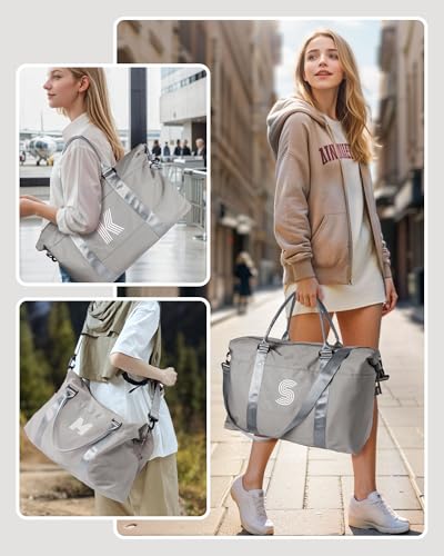 Graduation Gifts for Girls, Initial Travel Duffel Bag, Sports Bag, Personalized Weekender Bag,Monogram Overnight Bag Gift for Grandmother,Birthday Gifts Personalized Gifts (Letter M)
