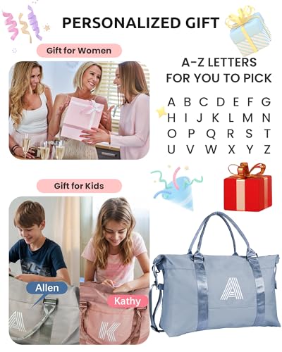 Graduation Gifts for Girls, Initial Travel Duffel Bag, Sports Bag, Personalized Weekender Bag,Monogram Overnight Bag Gift for Grandmother,Birthday Gifts Personalized Gifts (Letter M)
