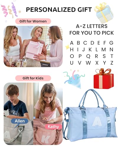 Graduation Gifts for Girls, Initial Travel Duffel Bag, Sports Bag, Personalized Weekender Bag,Monogram Overnight Bag Gift for Grandmother,Birthday Gifts Personalized Gifts (Letter M)