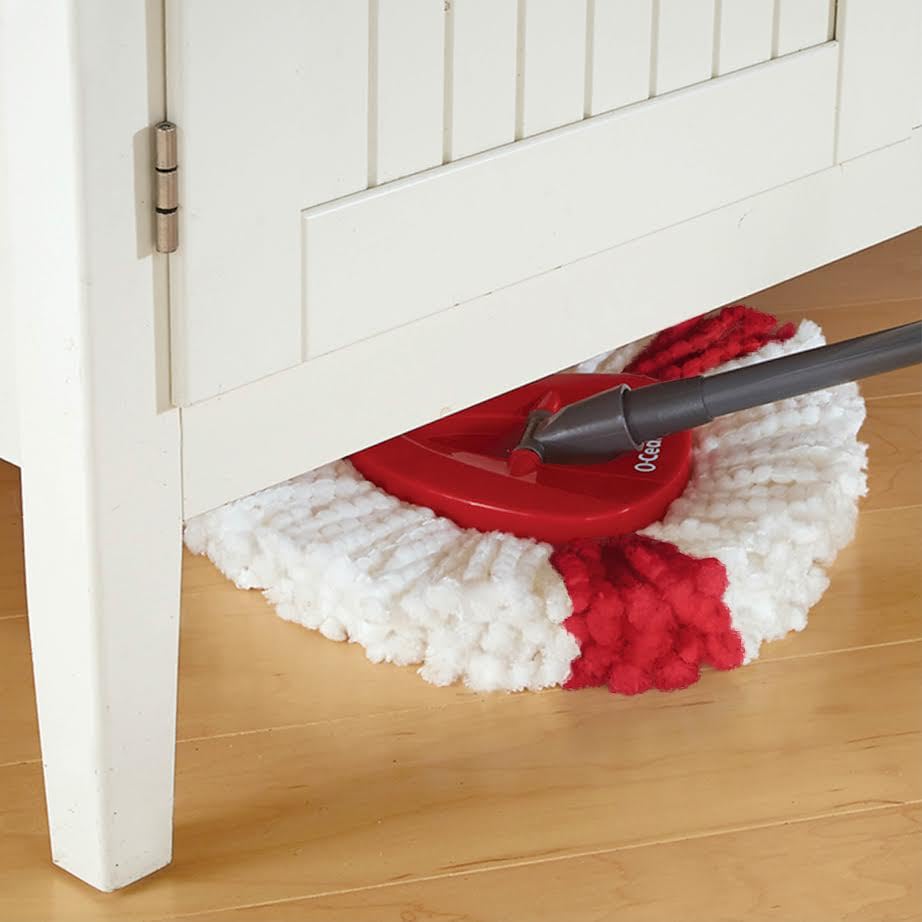 O-Cedar EasyWring Microfiber Spin Mop & Bucket Floor Cleaning System + 2 Extra Refills, Red/Gray