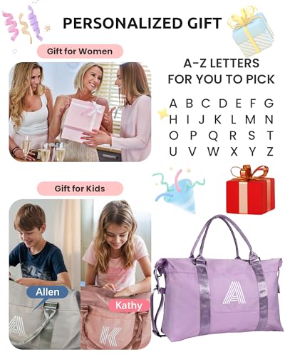 Graduation Gifts for Girls, Initial Travel Duffel Bag, Sports Bag, Personalized Weekender Bag,Monogram Overnight Bag Gift for Grandmother,Birthday Gifts Personalized Gifts (Letter M)