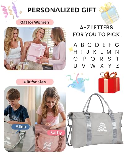 Graduation Gifts for Girls, Initial Travel Duffel Bag, Sports Bag, Personalized Weekender Bag,Monogram Overnight Bag Gift for Grandmother,Birthday Gifts Personalized Gifts (Letter M)