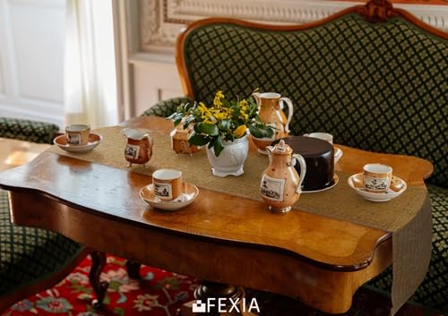 FEXIA Thanksgiving Table Runner for Home Decor with Tassels 72 Inches Long Farmhouse Rustic Boho Table Runner Macrame Burlap Fall Table Decoration for Living Room Bridal Shower(12x72 Inches)