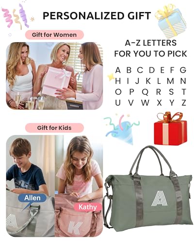 Graduation Gifts for Girls, Initial Travel Duffel Bag, Sports Bag, Personalized Weekender Bag,Monogram Overnight Bag Gift for Grandmother,Birthday Gifts Personalized Gifts (Letter M)