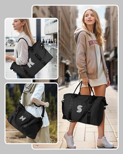 Graduation Gifts for Girls, Initial Travel Duffel Bag, Sports Bag, Personalized Weekender Bag,Monogram Overnight Bag Gift for Grandmother,Birthday Gifts Personalized Gifts (Letter M)
