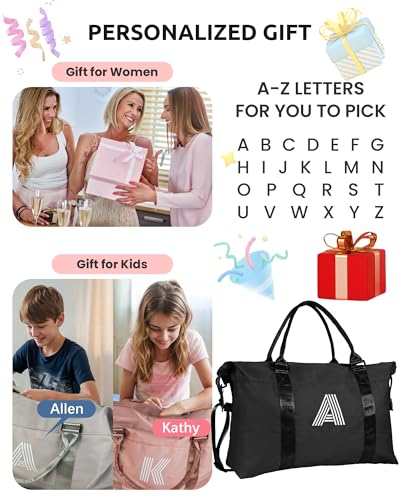 Graduation Gifts for Girls, Initial Travel Duffel Bag, Sports Bag, Personalized Weekender Bag,Monogram Overnight Bag Gift for Grandmother,Birthday Gifts Personalized Gifts (Letter M)