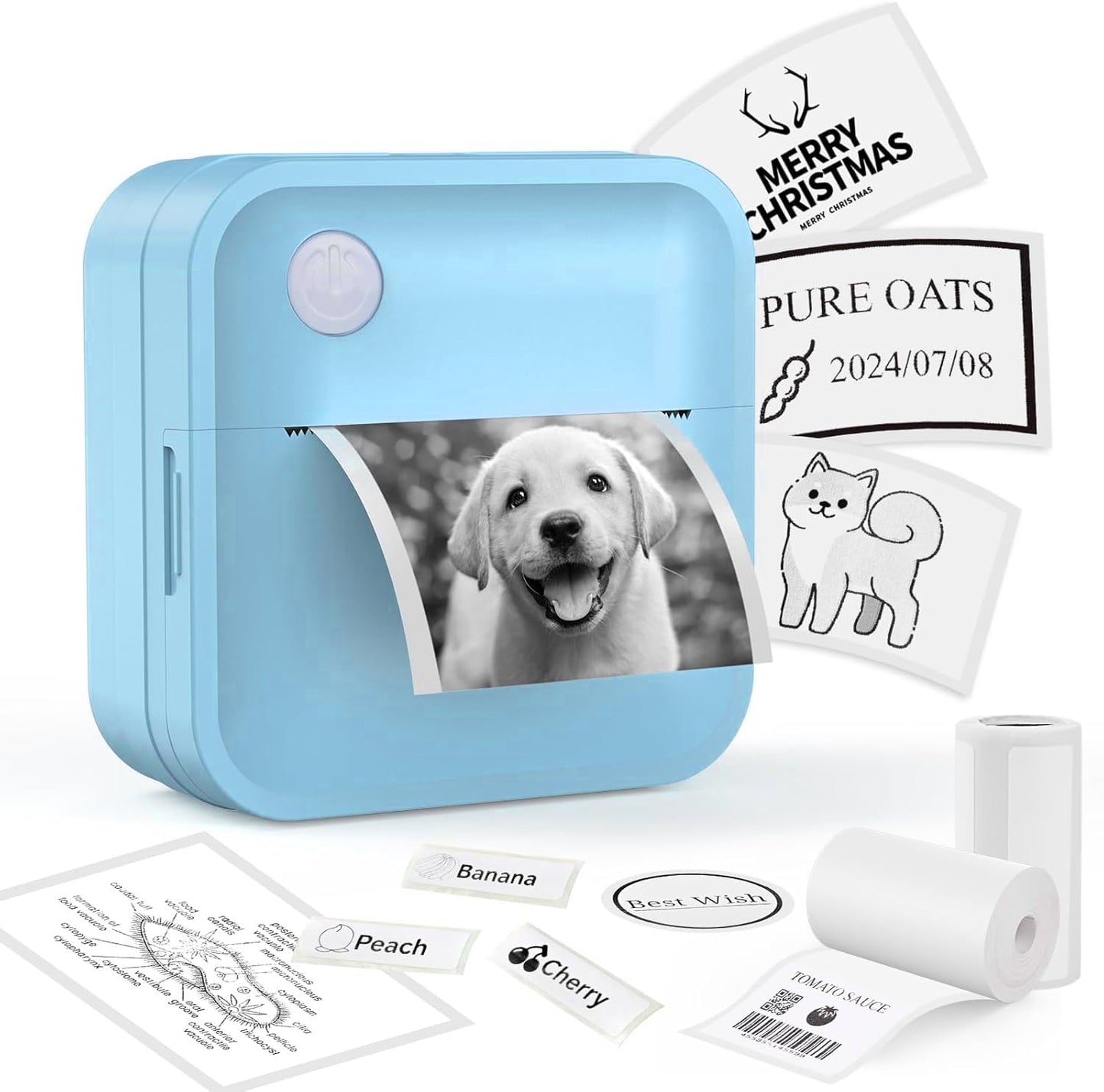 Label Maker Machine - Mini Label Printer Portable Thermal Printer for Home,Office,Organization,Bluetooth Sticker Printer for Phones,Sticker Maker for Kids School Items Photo,Note Labels