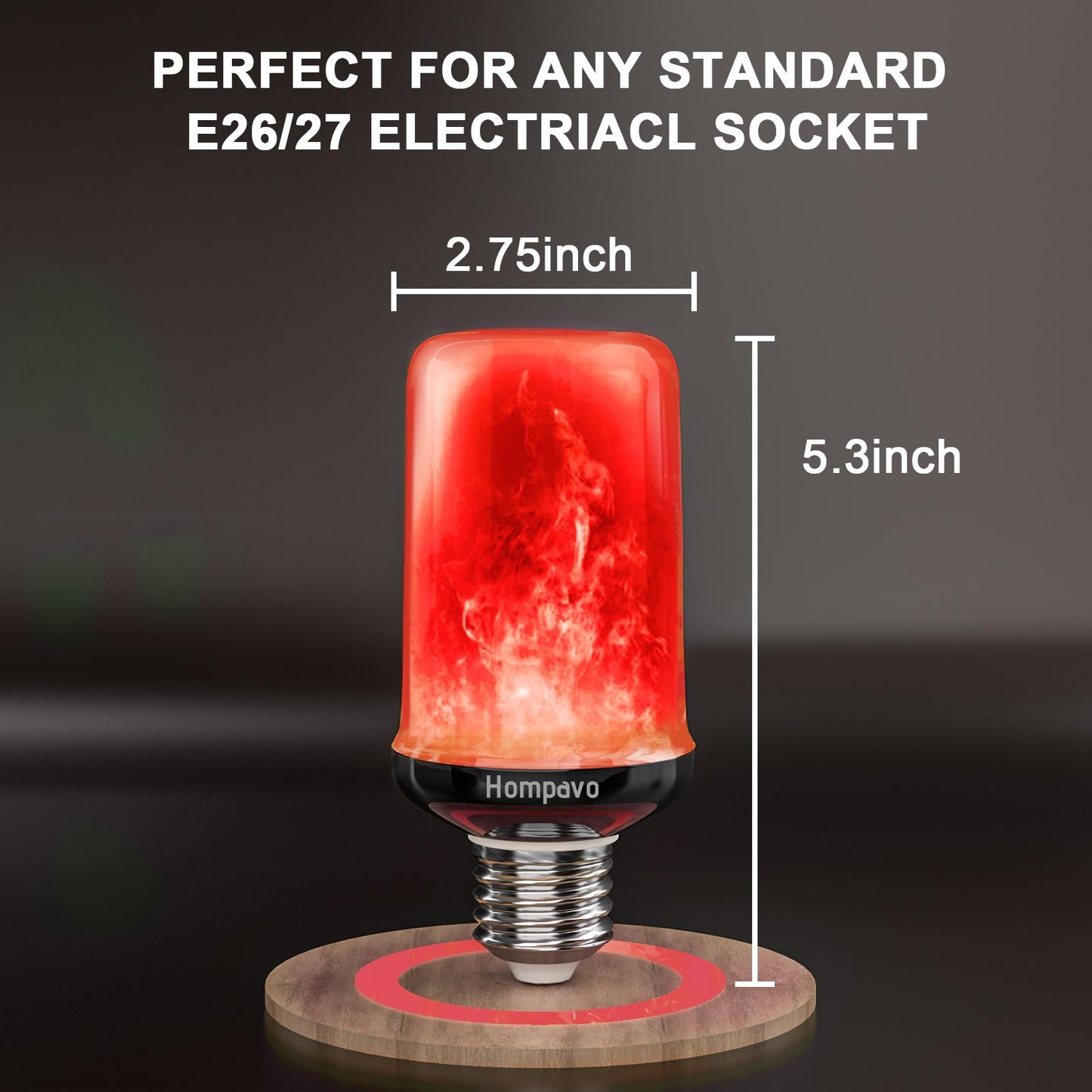 Hompavo 【Upgraded】 LED Flame Light Bulbs, 4 Modes Flickering Light Bulbs with Upside Down Effect, E26/E27 Flame Bulb for Halloween Christmas Party Patio Porch Home Indoor & Outdoor Decorations - 2