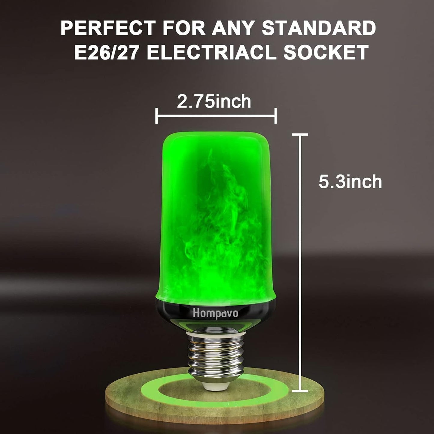 Hompavo 【Upgraded】 LED Flame Light Bulbs, 4 Modes Flickering Light Bulbs with Upside Down Effect, E26/E27 Flame Bulb for Halloween Christmas Party Patio Porch Home Indoor & Outdoor Decorations - 2