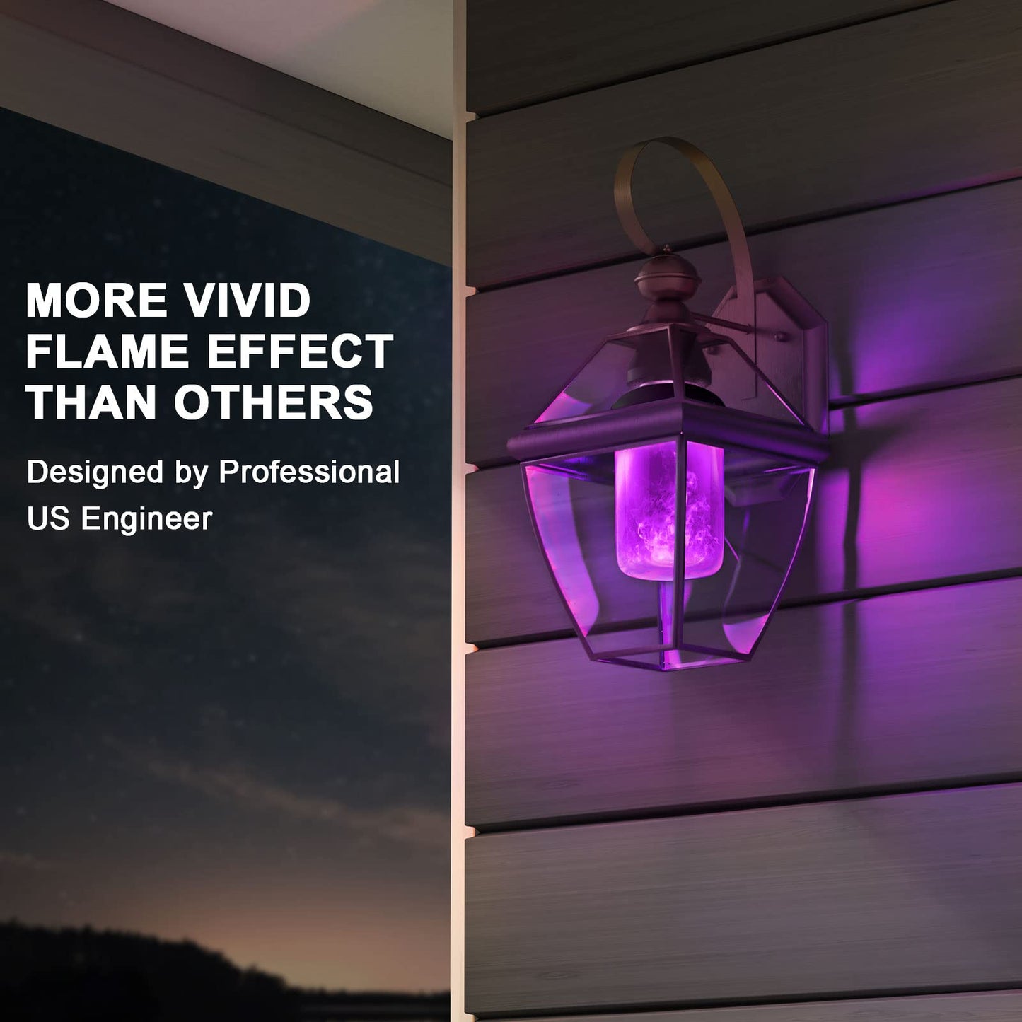 Hompavo 【Upgraded】 LED Flame Light Bulbs, 4 Modes Flickering Light Bulbs with Upside Down Effect, E26/E27 Flame Bulb for Halloween Christmas Party Patio Porch Home Indoor & Outdoor Decorations - 2