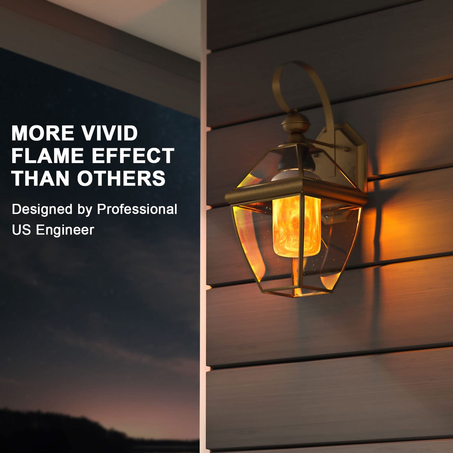 Hompavo 【Upgraded】 LED Flame Light Bulbs, 4 Modes Flickering Light Bulbs with Upside Down Effect, E26/E27 Flame Bulb for Halloween Christmas Party Patio Porch Home Indoor & Outdoor Decorations - 2