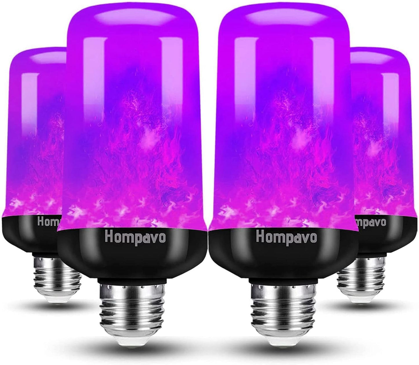 Hompavo 【Upgraded】 LED Flame Light Bulbs, 4 Modes Flickering Light Bulbs with Upside Down Effect, E26/E27 Flame Bulb for Halloween Christmas Party Patio Porch Home Indoor & Outdoor Decorations - 2
