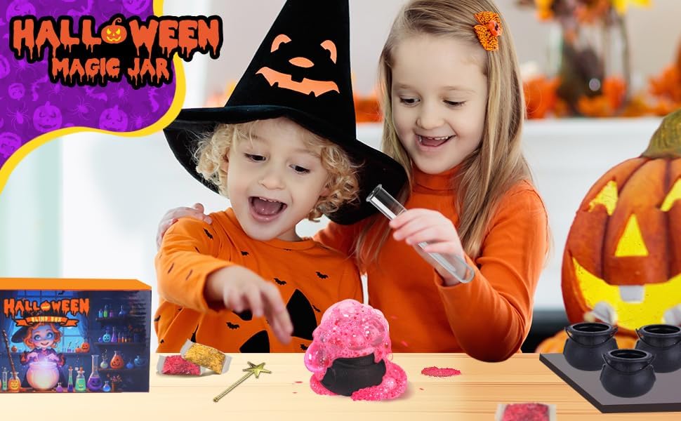 Halloween Toys for Kids, Built-in 12 Bottle Witch Magic Cube Jar, Halloween Favors for Toddlers, Halloween Party Favors for Boys and Girls, Gift Bag Filler,Halloween Decorations