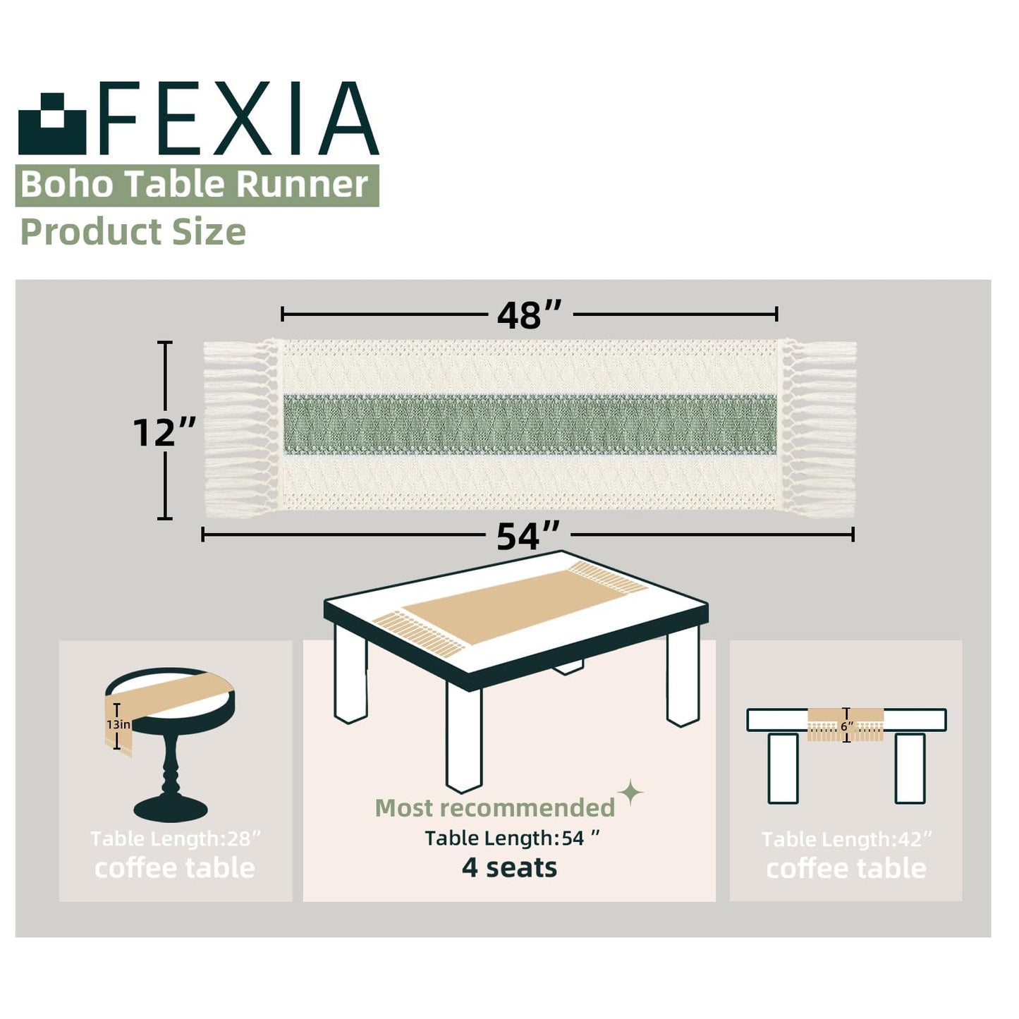 FEXIA Thanksgiving Table Runner for Home Decor with Tassels 72 Inches Long Farmhouse Rustic Boho Table Runner Macrame Burlap Fall Table Decoration for Living Room Bridal Shower(12x72 Inches)
