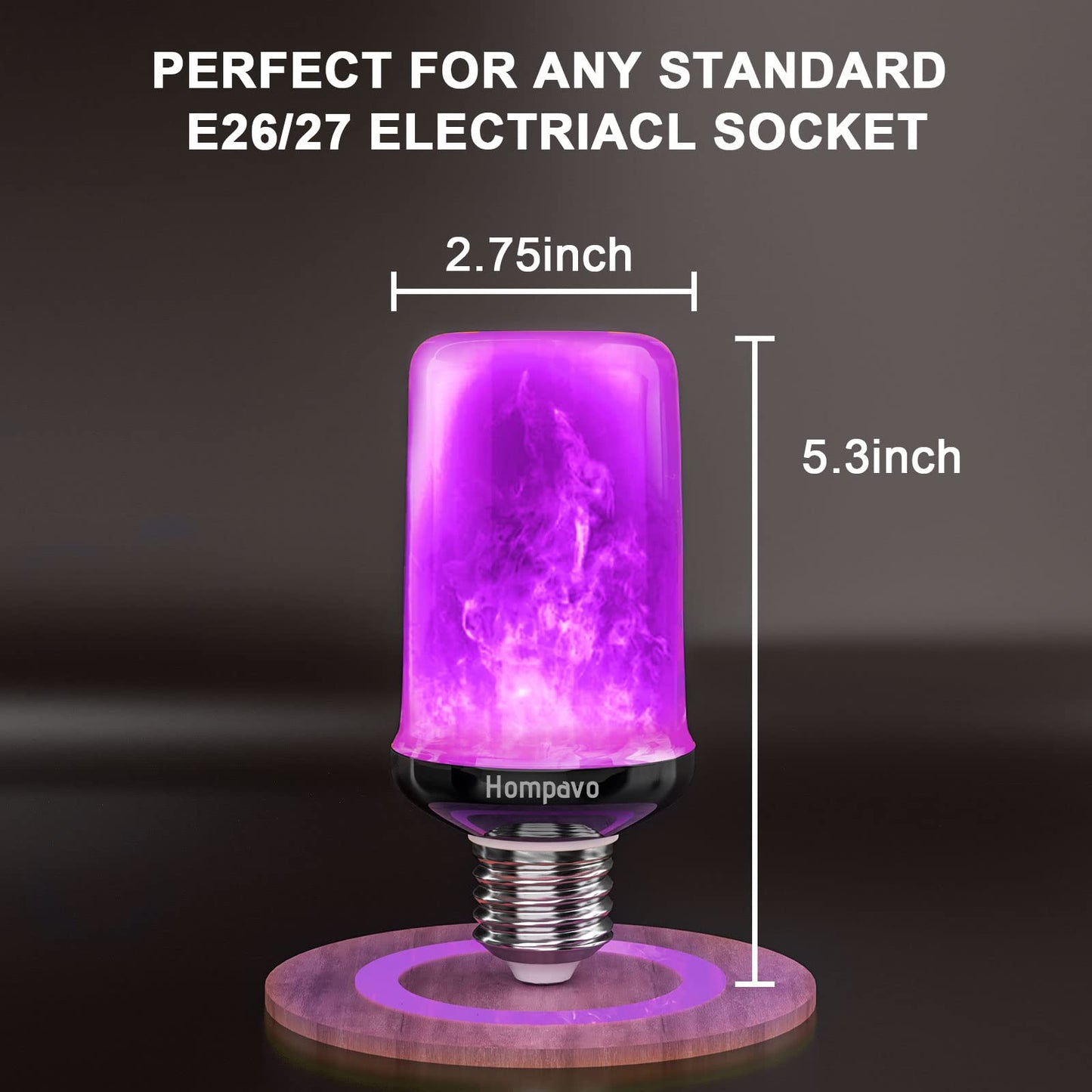Hompavo 【Upgraded】 LED Flame Light Bulbs, 4 Modes Flickering Light Bulbs with Upside Down Effect, E26/E27 Flame Bulb for Halloween Christmas Party Patio Porch Home Indoor & Outdoor Decorations - 2