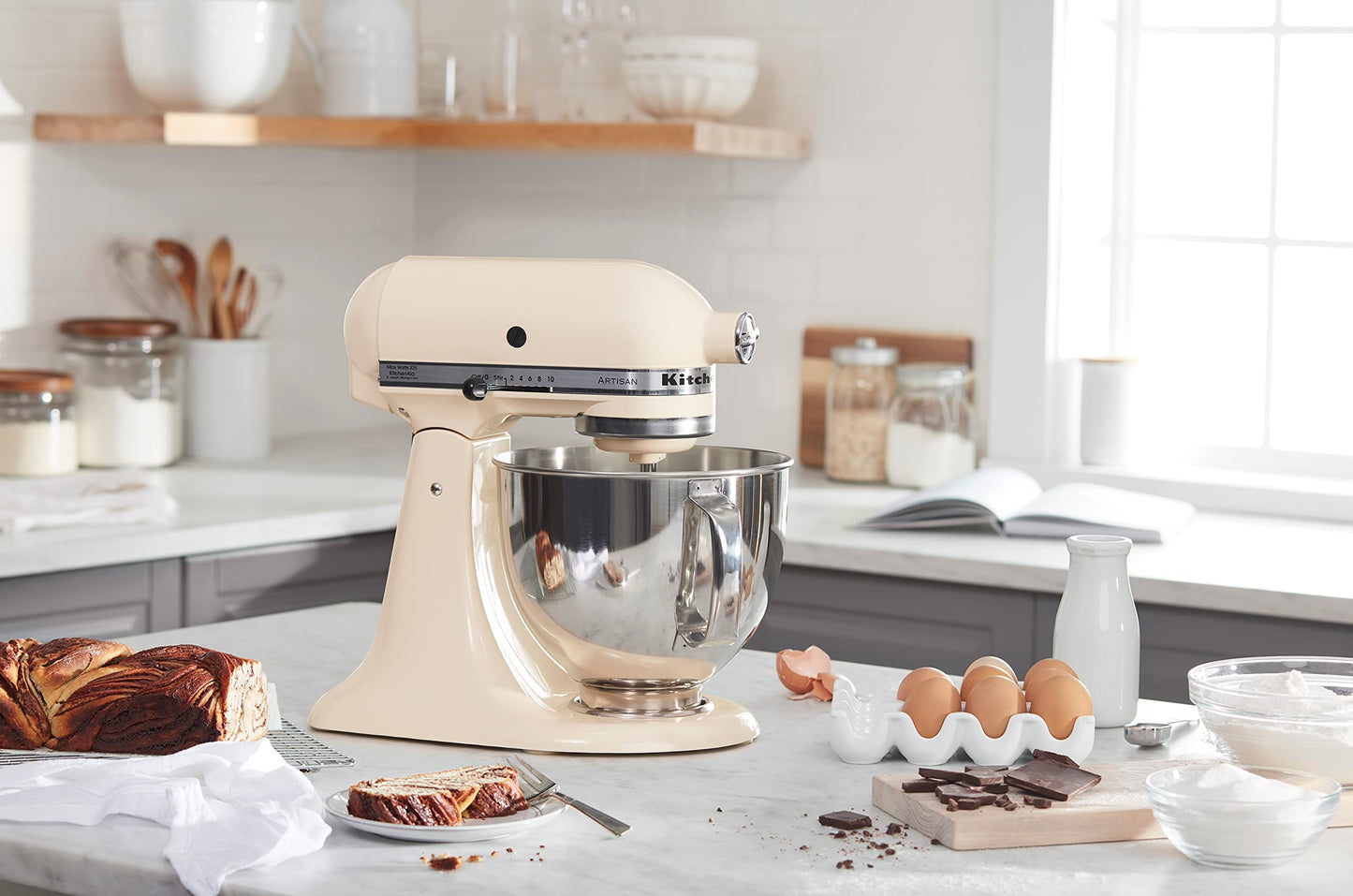 KitchenAid Artisan Series 5 Quart Tilt Head Stand Mixer with Pouring Shield KSM150PS, Removable bowl, Aqua Sky
