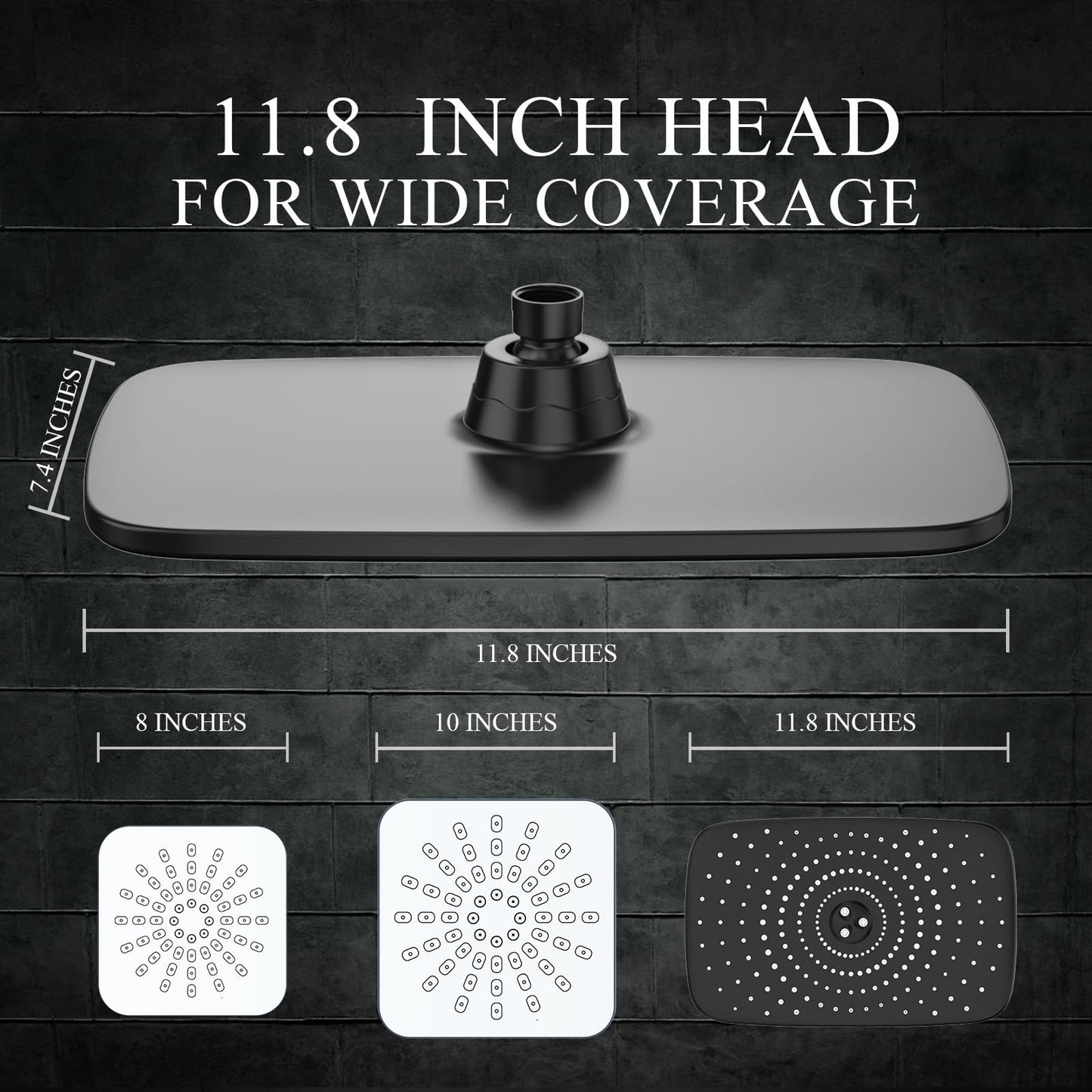 Veken 11.8 Inch Rectangle High Pressure Rain Shower Head Combo with Extension Arm- Wide Showerhead with 5 Handheld Water Spray - Adjustable Dual Showerhead with Anti-Clog Nozzles - Silver Chrome