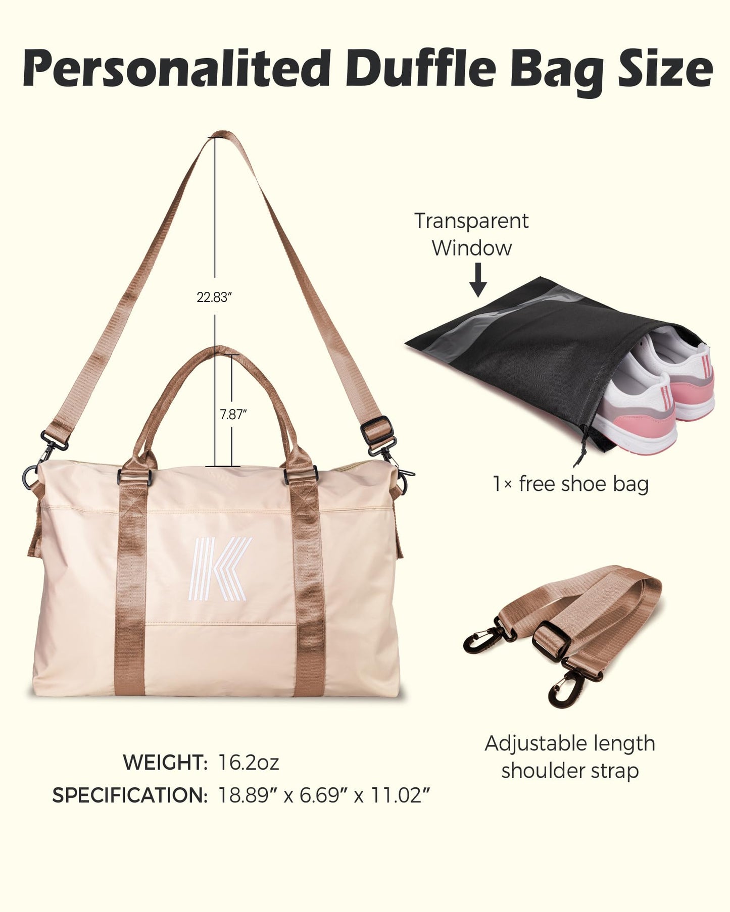 Graduation Gifts for Girls, Initial Travel Duffel Bag, Sports Bag, Personalized Weekender Bag,Monogram Overnight Bag Gift for Grandmother,Birthday Gifts Personalized Gifts (Letter M)