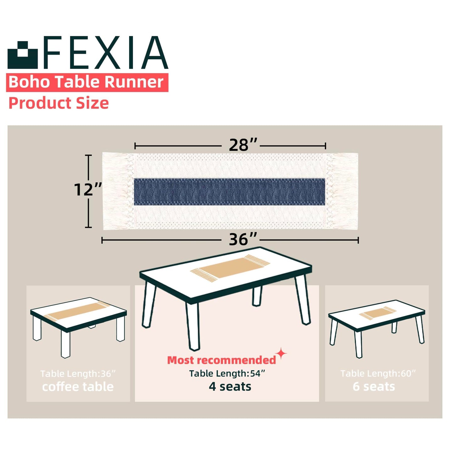FEXIA Thanksgiving Table Runner for Home Decor with Tassels 72 Inches Long Farmhouse Rustic Boho Table Runner Macrame Burlap Fall Table Decoration for Living Room Bridal Shower(12x72 Inches)