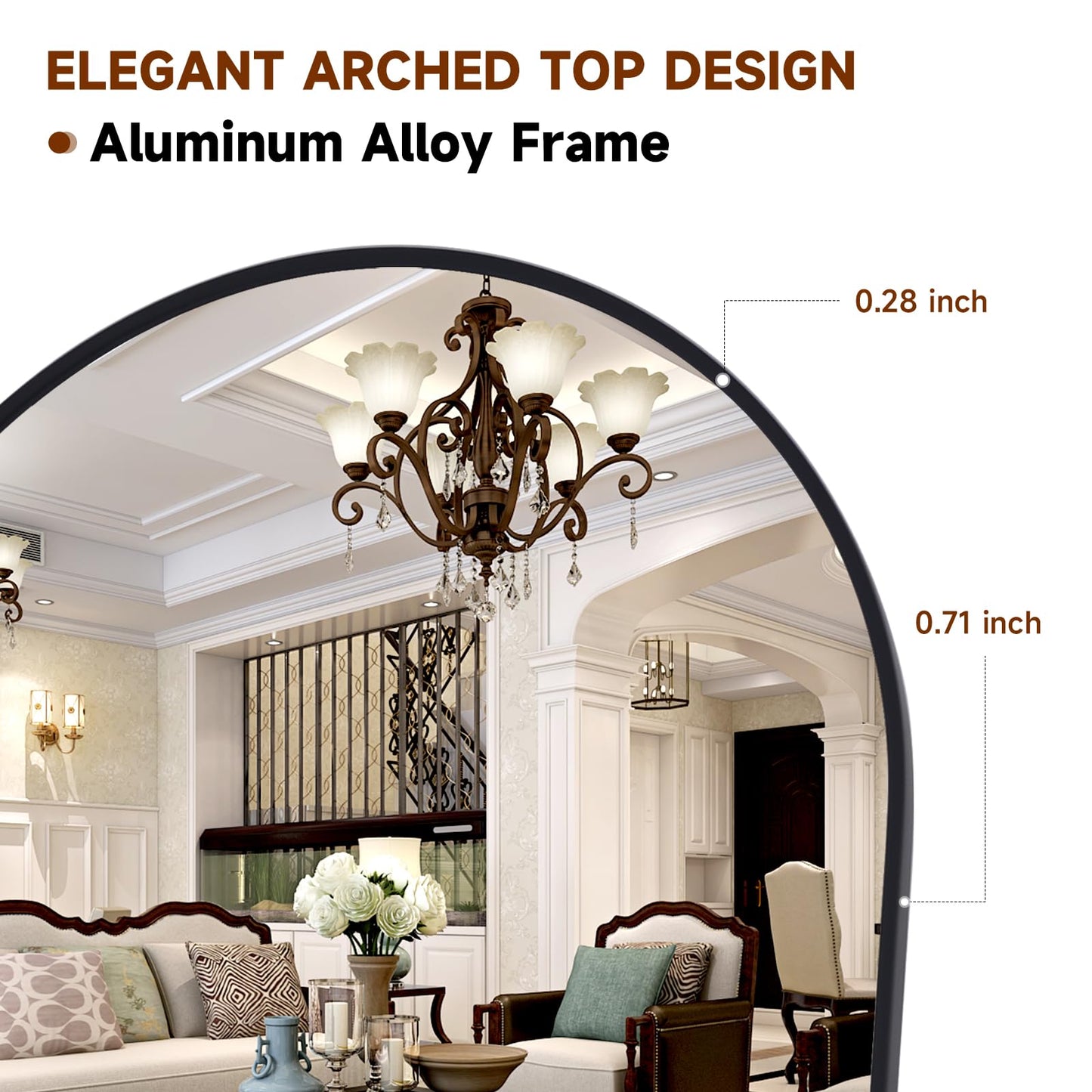 HARRITPURE 64"x21" Arched Full Length Mirror Free Standing Leaning Mirror Hanging Mounted Mirror Aluminum Frame Modern Simple Home Decor for Living Room Bedroom Cloakroom, Gold