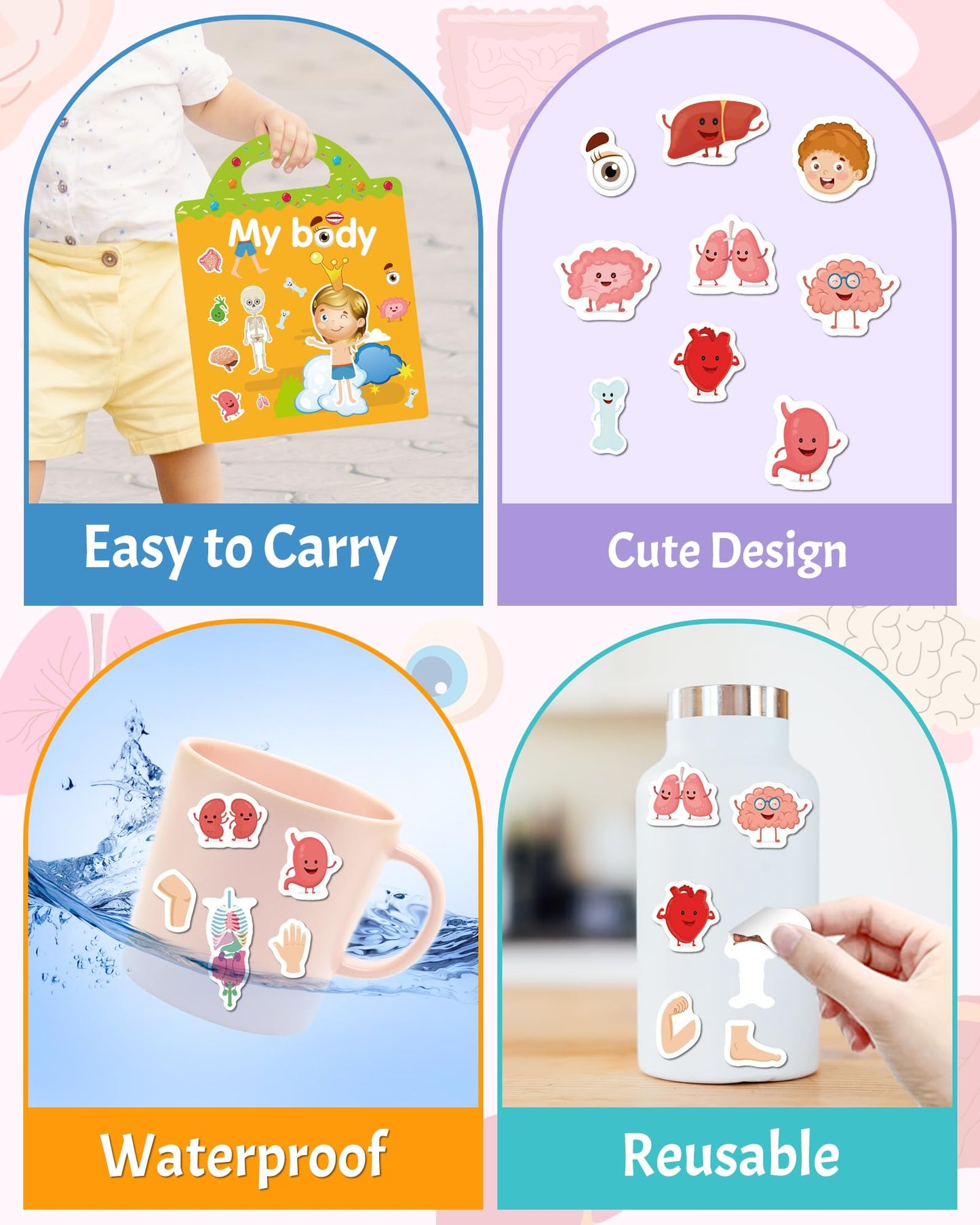 Benresive Halloween Reusable Sticker Book for Toddlers 2-4 Year, Travel Halloween Stickers for Kids, Waterproof Sticker Books for Toddlers 1-3, 38 Pcs Crafts Activities for Todddlers 1-3 2-4 3-5