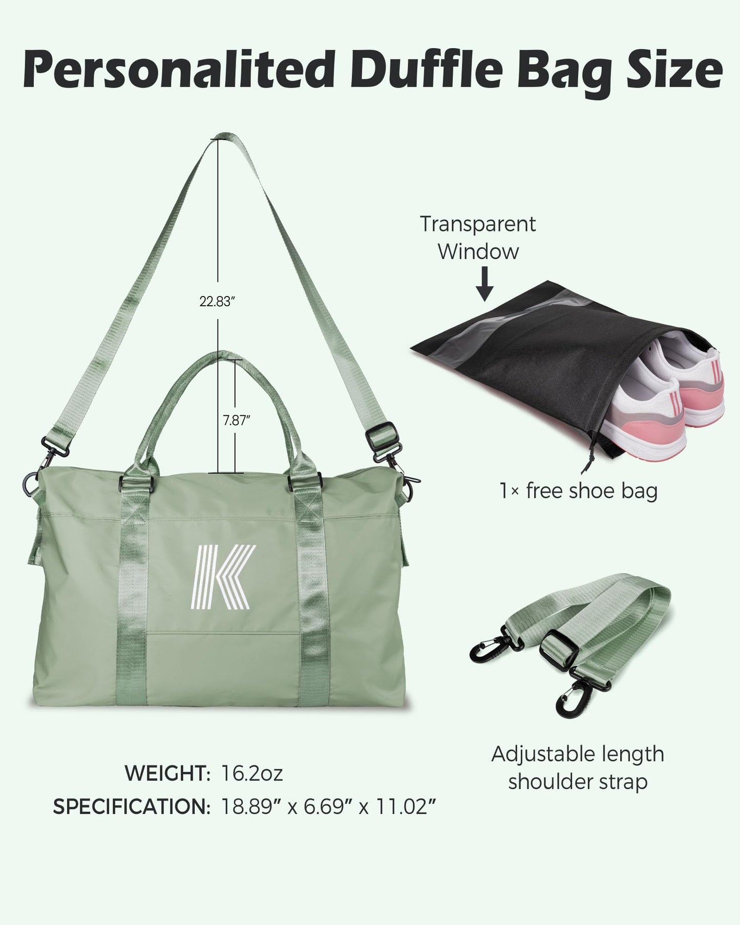 Graduation Gifts for Girls, Initial Travel Duffel Bag, Sports Bag, Personalized Weekender Bag,Monogram Overnight Bag Gift for Grandmother,Birthday Gifts Personalized Gifts (Letter M)