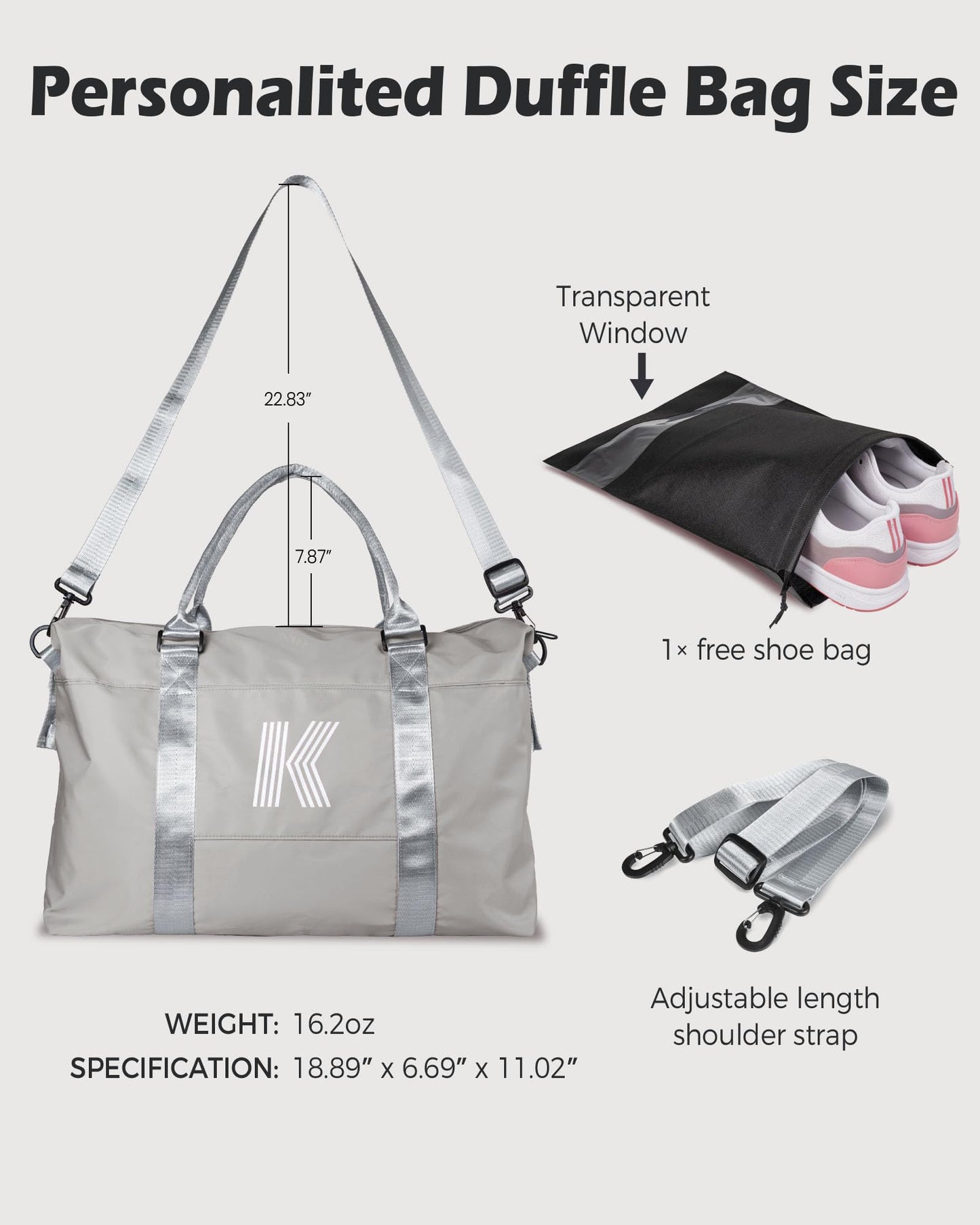 Graduation Gifts for Girls, Initial Travel Duffel Bag, Sports Bag, Personalized Weekender Bag,Monogram Overnight Bag Gift for Grandmother,Birthday Gifts Personalized Gifts (Letter M)
