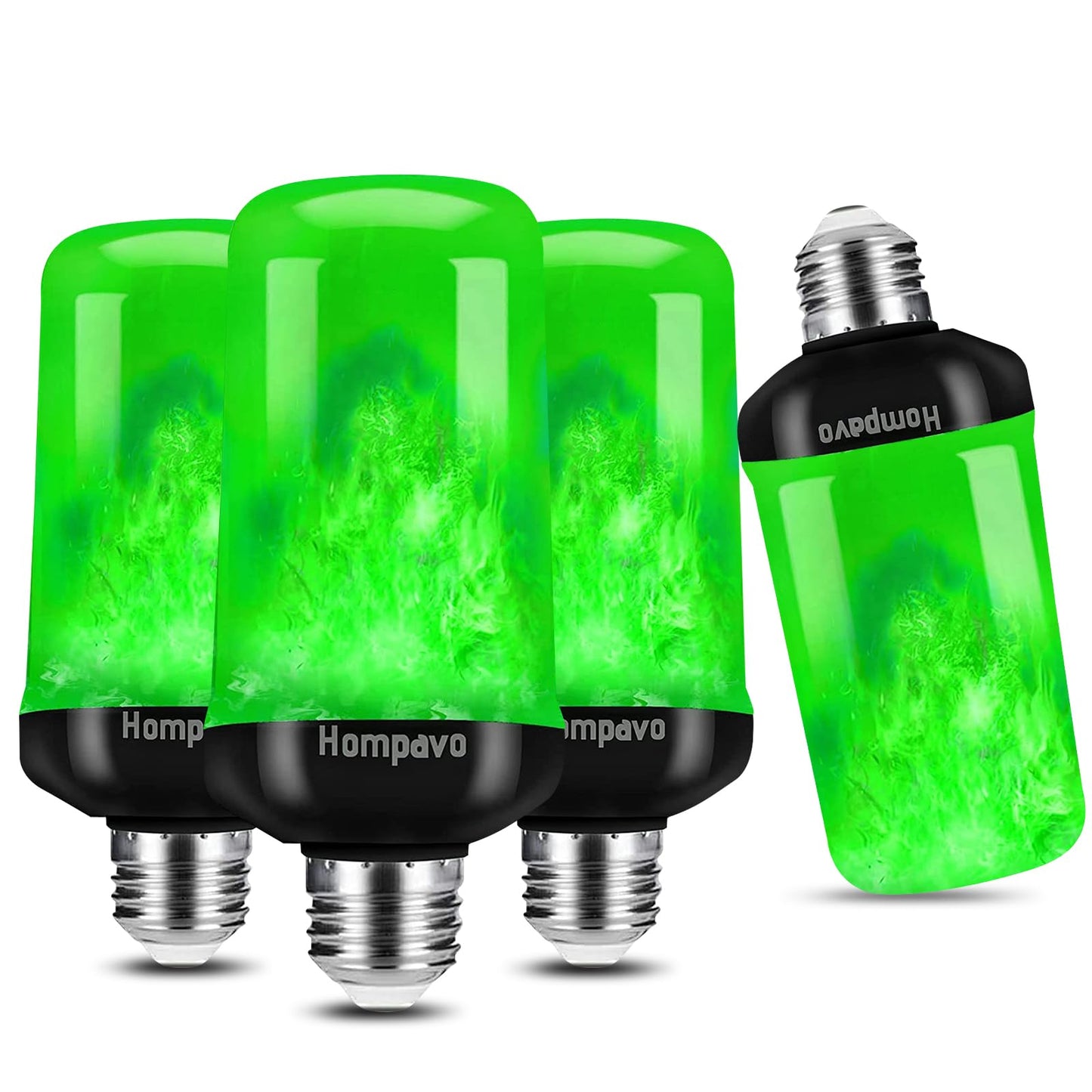 Hompavo 【Upgraded】 LED Flame Light Bulbs, 4 Modes Flickering Light Bulbs with Upside Down Effect, E26/E27 Flame Bulb for Halloween Christmas Party Patio Porch Home Indoor & Outdoor Decorations - 2