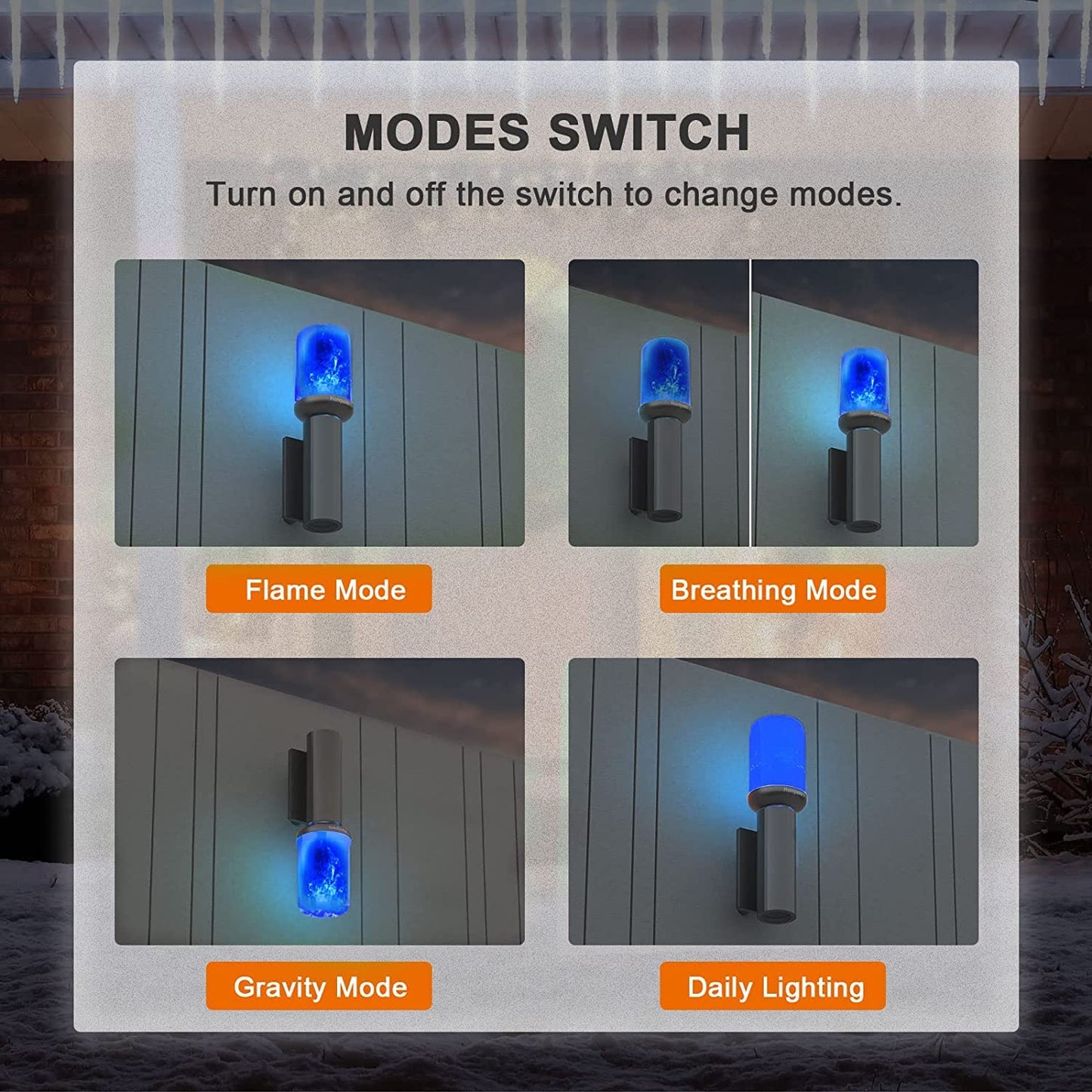 Hompavo 【Upgraded】 LED Flame Light Bulbs, 4 Modes Flickering Light Bulbs with Upside Down Effect, E26/E27 Flame Bulb for Halloween Christmas Party Patio Porch Home Indoor & Outdoor Decorations - 2