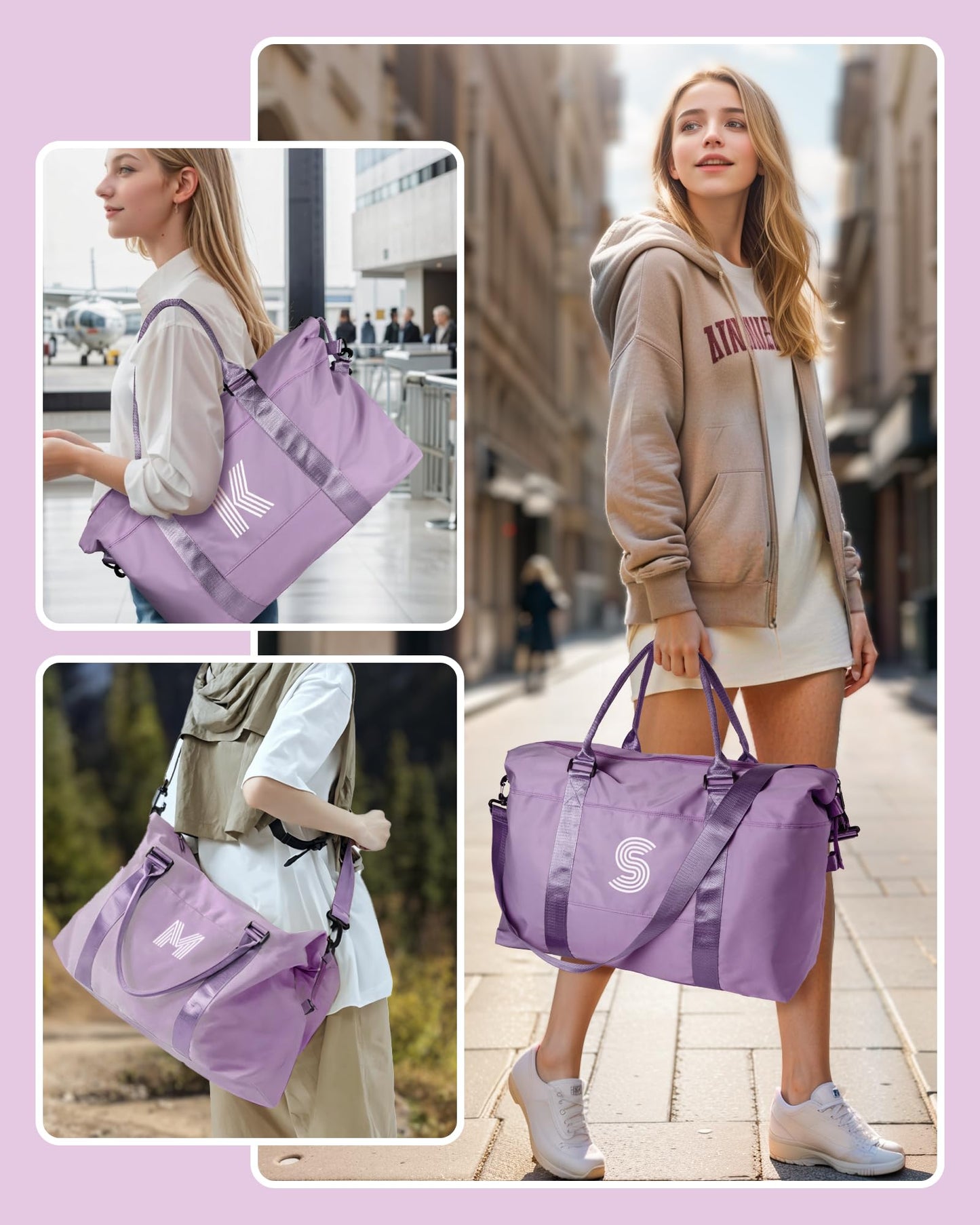 Graduation Gifts for Girls, Initial Travel Duffel Bag, Sports Bag, Personalized Weekender Bag,Monogram Overnight Bag Gift for Grandmother,Birthday Gifts Personalized Gifts (Letter M)