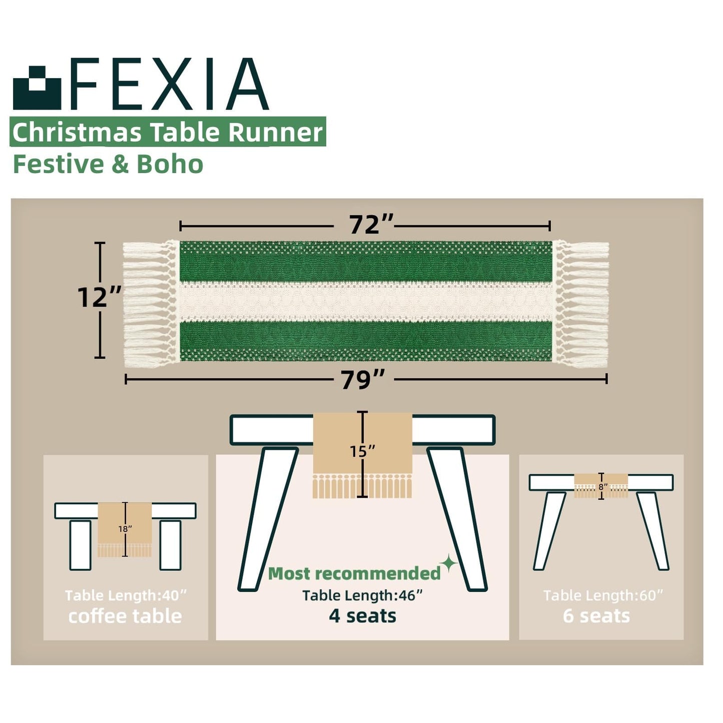 FEXIA Thanksgiving Table Runner for Home Decor with Tassels 72 Inches Long Farmhouse Rustic Boho Table Runner Macrame Burlap Fall Table Decoration for Living Room Bridal Shower(12x72 Inches)