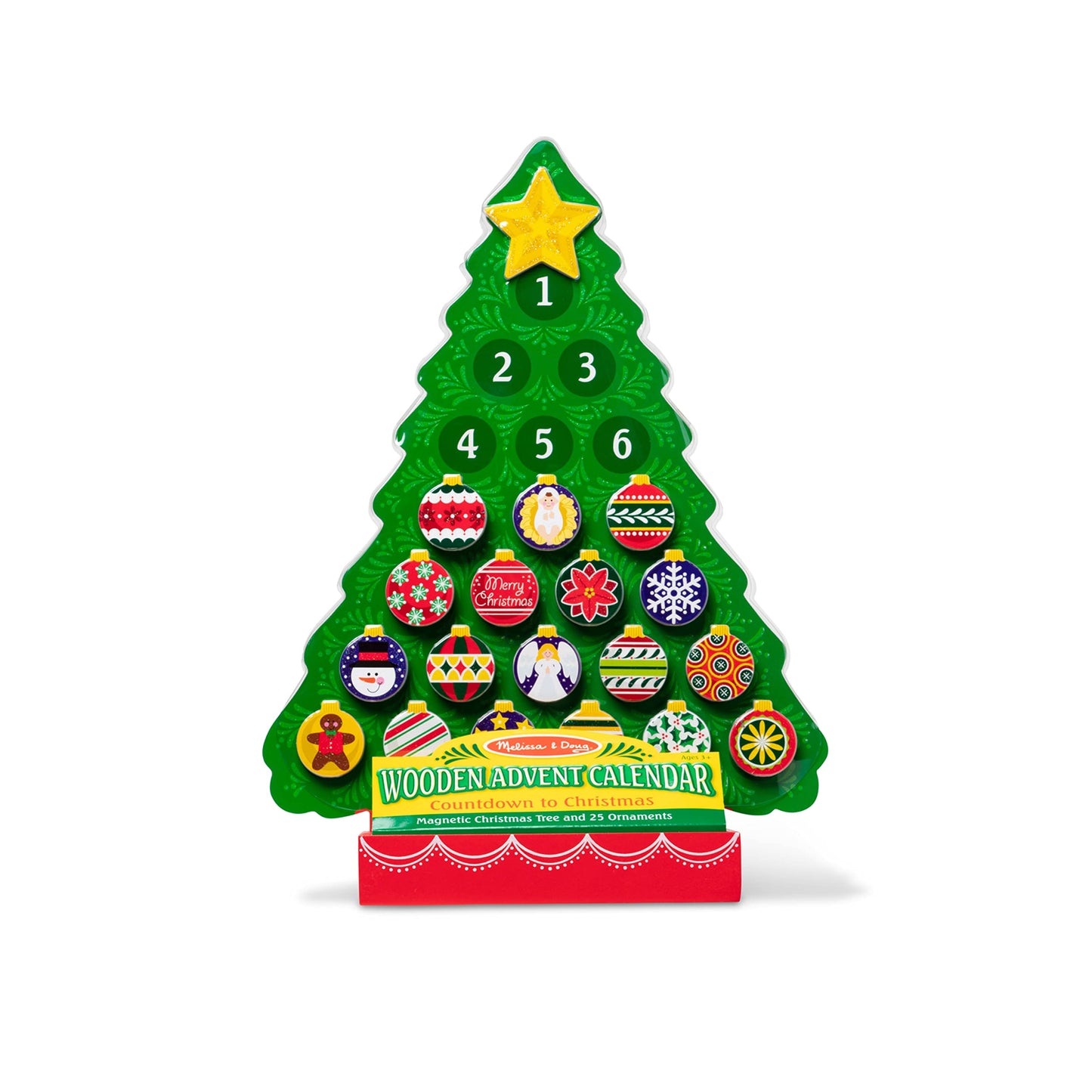 Melissa & Doug Countdown to Christmas Wooden Advent Calendar - Magnetic Tree, 25 Magnets , Orange