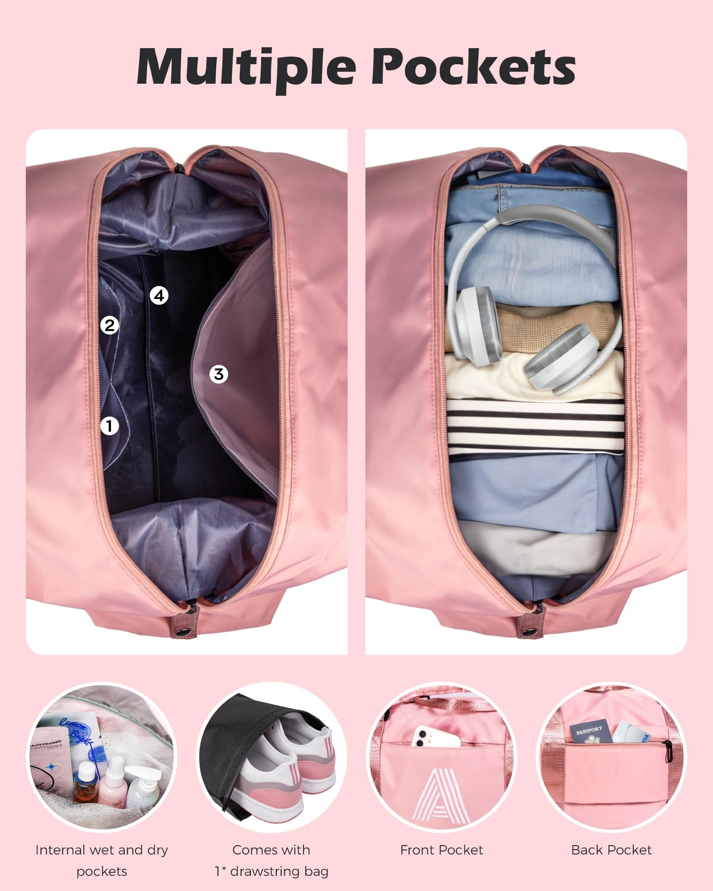 Graduation Gifts for Girls, Initial Travel Duffel Bag, Sports Bag, Personalized Weekender Bag,Monogram Overnight Bag Gift for Grandmother,Birthday Gifts Personalized Gifts (Letter M)