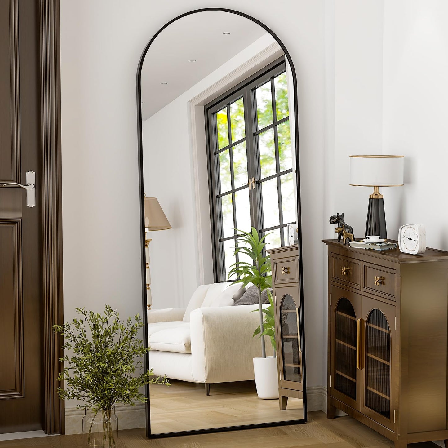HARRITPURE 64"x21" Arched Full Length Mirror Free Standing Leaning Mirror Hanging Mounted Mirror Aluminum Frame Modern Simple Home Decor for Living Room Bedroom Cloakroom, Gold