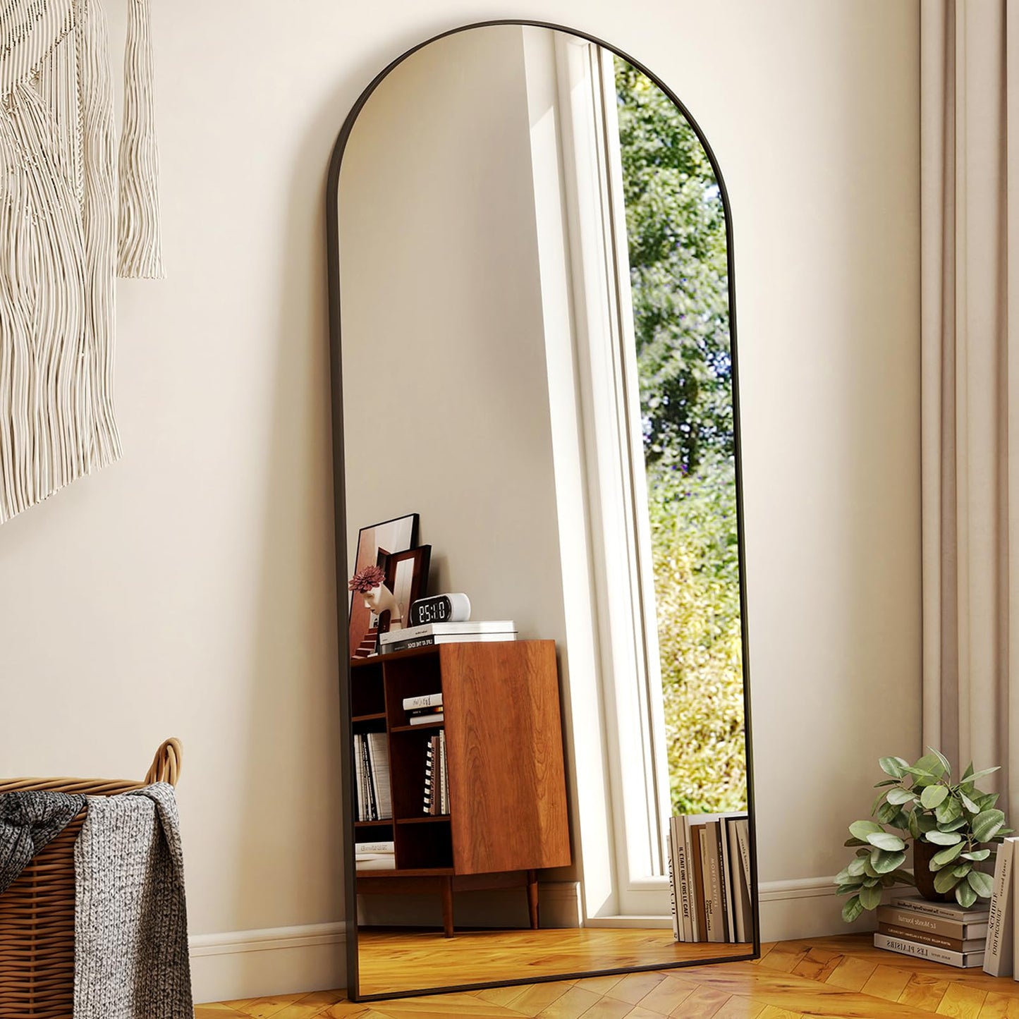 HARRITPURE 64"x21" Arched Full Length Mirror Free Standing Leaning Mirror Hanging Mounted Mirror Aluminum Frame Modern Simple Home Decor for Living Room Bedroom Cloakroom, Gold