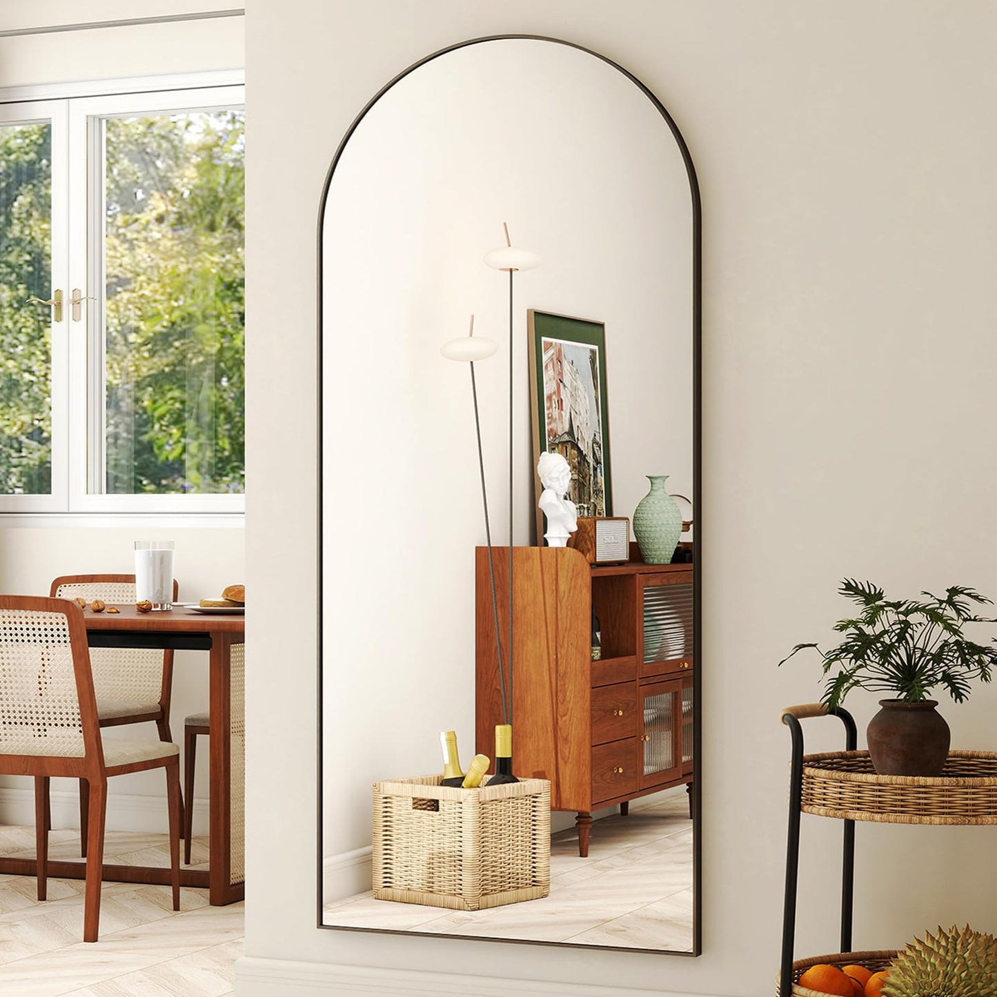 HARRITPURE 64"x21" Arched Full Length Mirror Free Standing Leaning Mirror Hanging Mounted Mirror Aluminum Frame Modern Simple Home Decor for Living Room Bedroom Cloakroom, Gold
