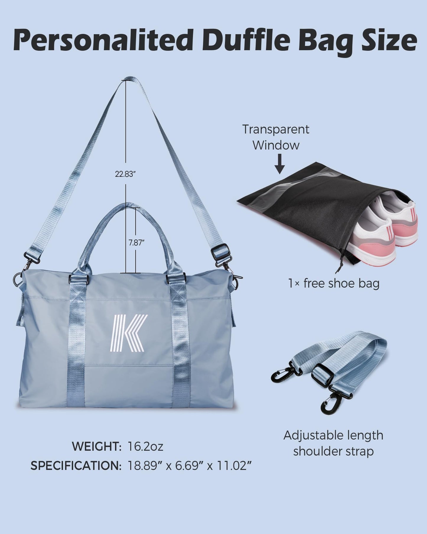 Graduation Gifts for Girls, Initial Travel Duffel Bag, Sports Bag, Personalized Weekender Bag,Monogram Overnight Bag Gift for Grandmother,Birthday Gifts Personalized Gifts (Letter M)