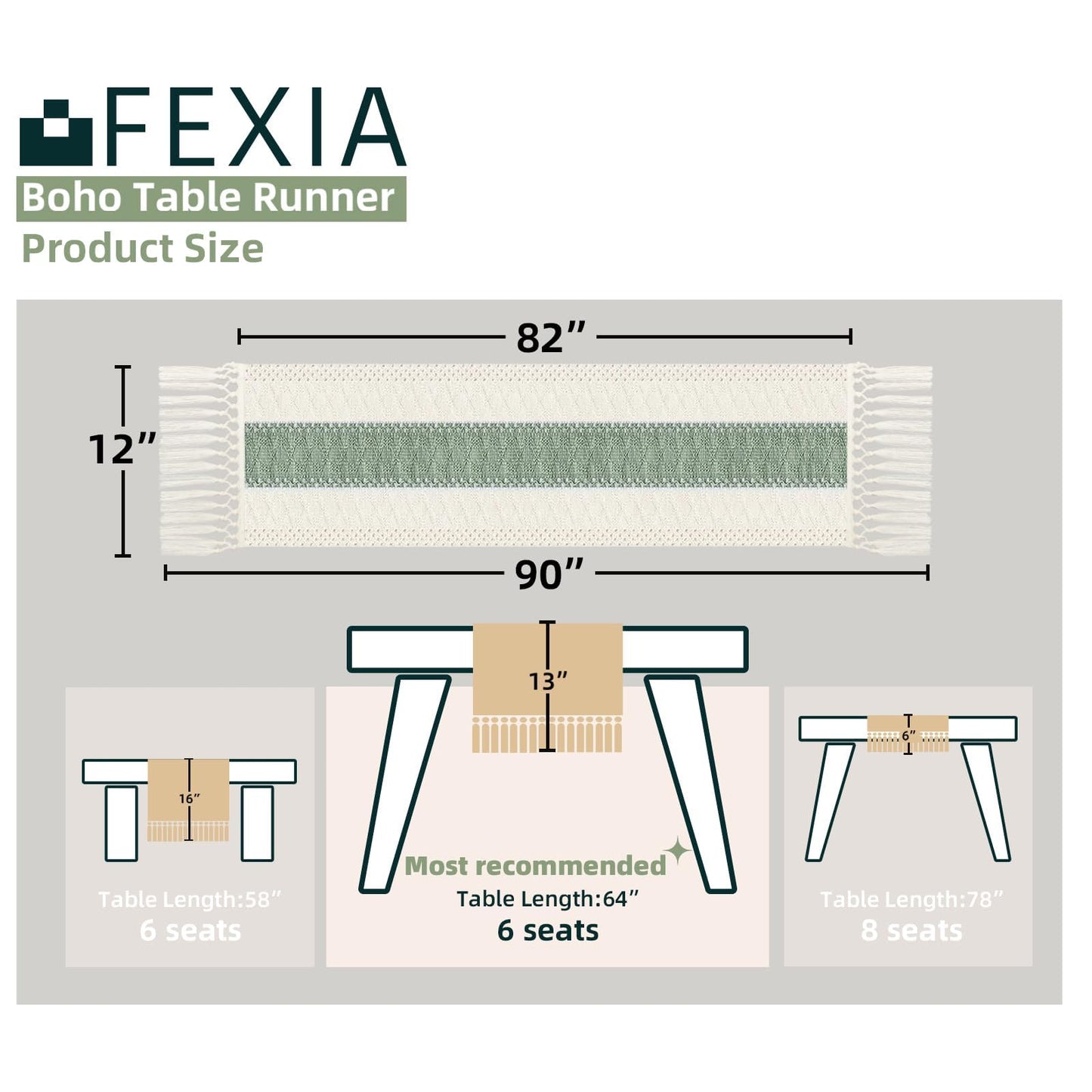 FEXIA Thanksgiving Table Runner for Home Decor with Tassels 72 Inches Long Farmhouse Rustic Boho Table Runner Macrame Burlap Fall Table Decoration for Living Room Bridal Shower(12x72 Inches)