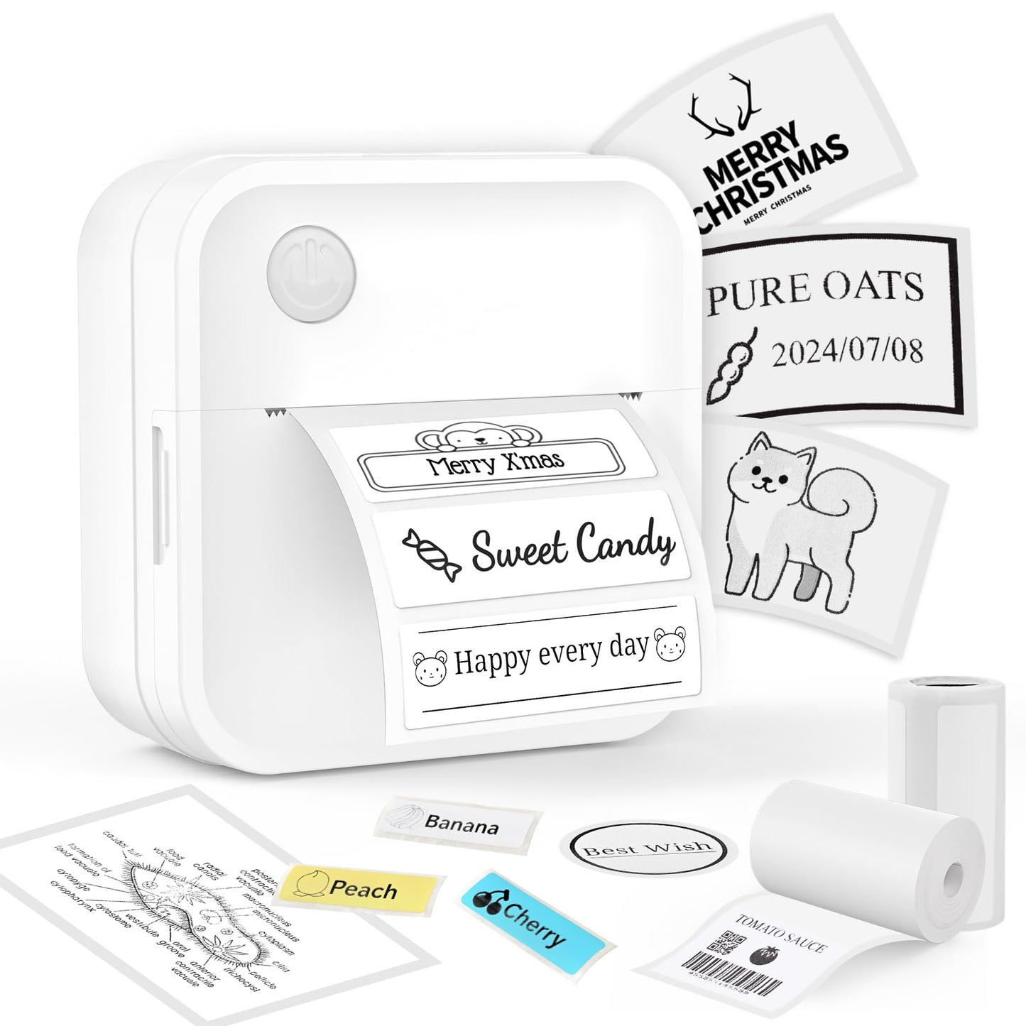 Label Maker Machine - Mini Label Printer Portable Thermal Printer for Home,Office,Organization,Bluetooth Sticker Printer for Phones,Sticker Maker for Kids School Items Photo,Note Labels