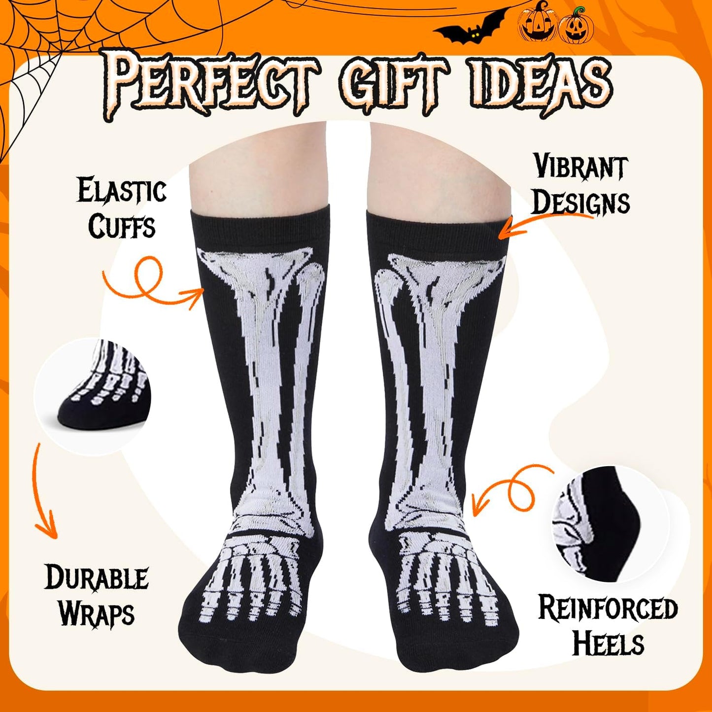 HAPPYPOP Halloween Gifts Socks Ideas - Spooky Gifts for Men Women, Halloween Gifts for Teens, Skeleton Gifts for Man Woman